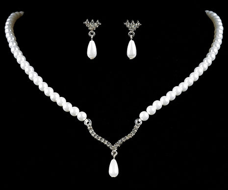 Pearl Teardrop Necklace & Earrings Set-Cousins Concert Attire-SMITH WALBRIDGE BAND PRODUCTS