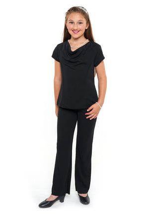 1122Y-Faith-Pants-with-2433Y-Priscilla-Youth-Girls-Cowl-Neck-Cap-Sleeve-Separates-Top-Cousins-Concert-Attire-front