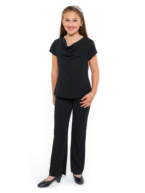 1122Y-Faith-Pants-with-2433Y-Priscilla-Youth-Girls-Cowl-Neck-Cap-Sleeve-Separates-Top-Cousins-Concert-Attire-front