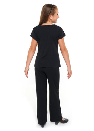 1122Y-Faith-Youth-Pants-2433Y-Priscilla-Youth-Girls-Cowl-Neck-Cap-Sleeve-Separates-Top-Cousins-Concert-Attire-back-view