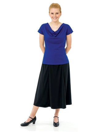 2225-Jocelyn-mid-calf-concert-skirt-adult-model-blue-top-Cousins-Concert-Attire