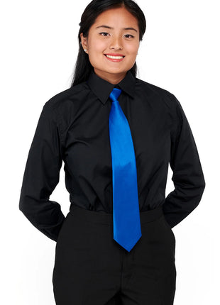 Cousins Lay Down Collar Non-Pleated Black Dress Shirt - Ladies Style 751L