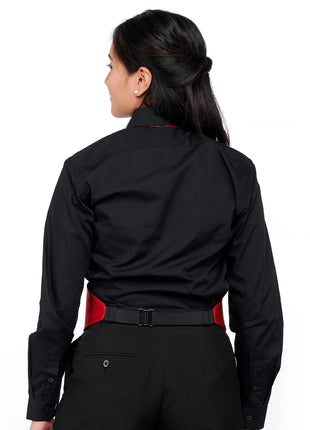 Cousins Lay Down Collar Non-Pleated Black Dress Shirt - Ladies Style 751L