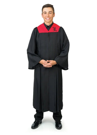 RB112-Raphael-Choir-Robe-No-Stole-Needed-front-view-black-and-red-male
