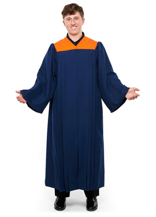 RB112-Raphael-Choir-Robe-No-Stole-Needed-front-view-navy-and-orange-male