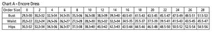 Encore Dress Size Chart
