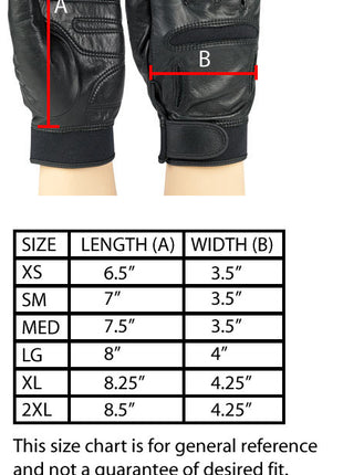 StylePlus Drum Major Pro Leather Marching Gloves-Size-Chart